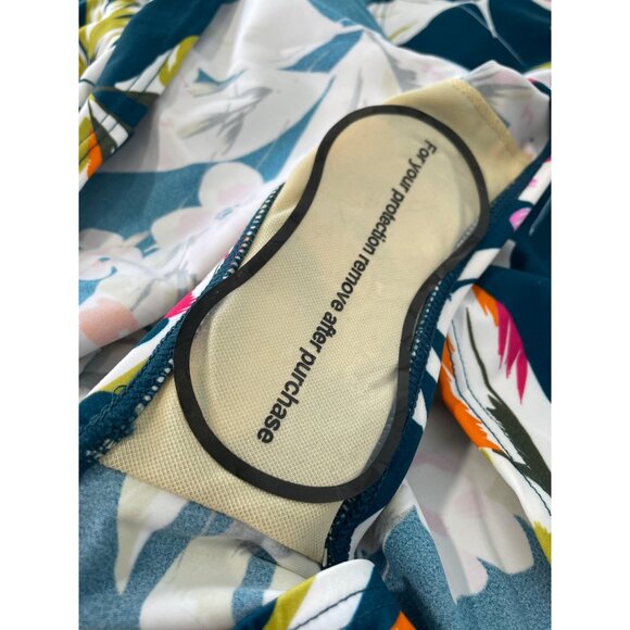 Denim and Co Beach Regular V Neck Ruched Waist Swim Dress Sz 16 Peacock Tropical - Picture 5 of 7